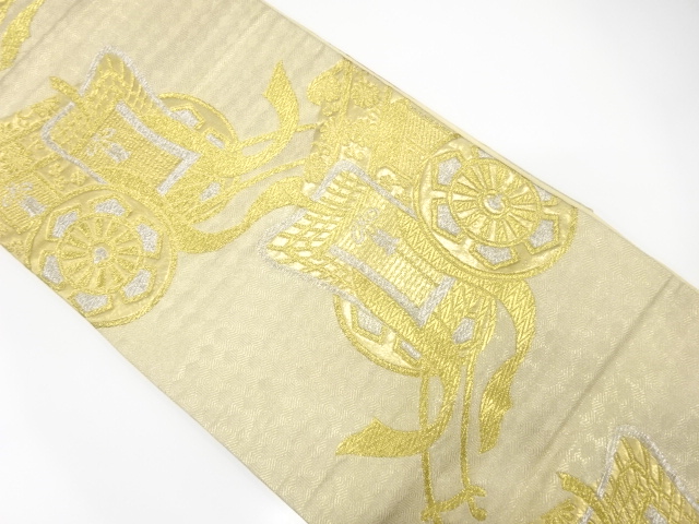 JAPANESE KIMONO / ANTIQUE FUKURO OBI / SILK / WOVEN CARRIAGE